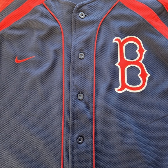 Nike Team Boston Red Sox MLB Baseball Jersey Mens Large Navy Blue Red Button Up - Picture 5 of 11